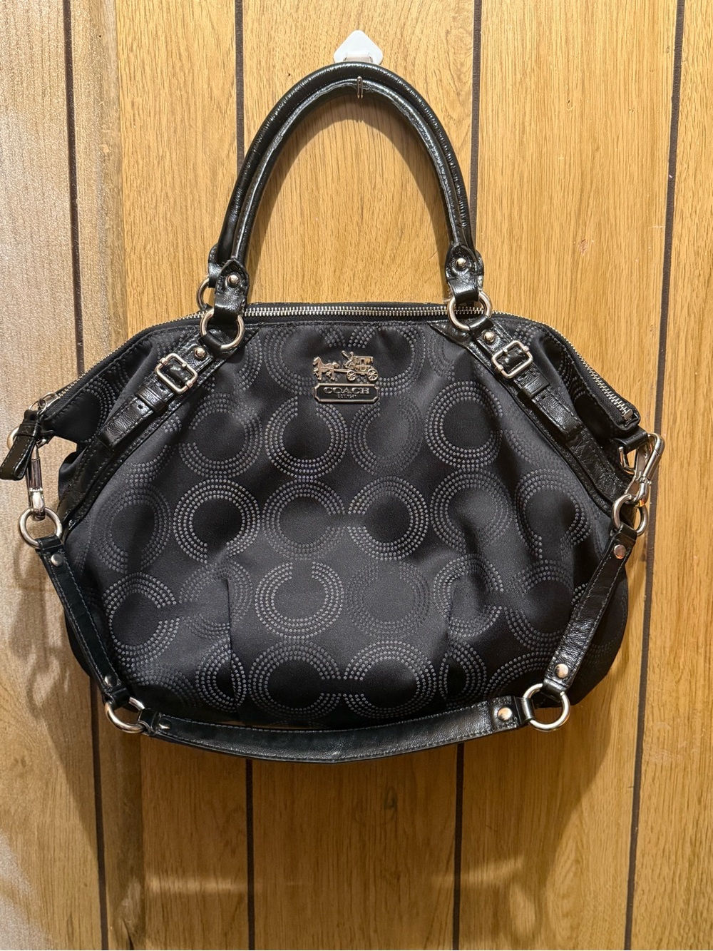 Coach Black Circle-Print Shoulder Satchel